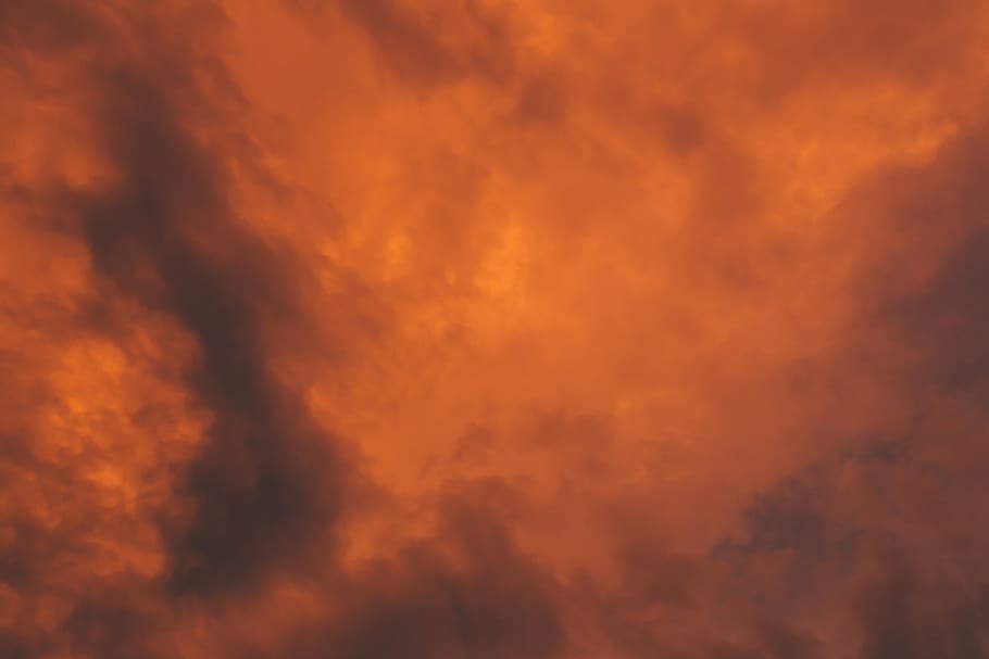 Orange and Gray Clouds, background, color, dark, evening, heaven HD wallpaper