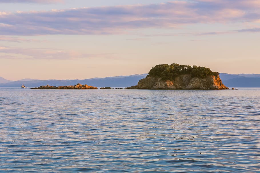 seaside, skiatho, greece, coast, sunset, summer, island, water HD wallpaper