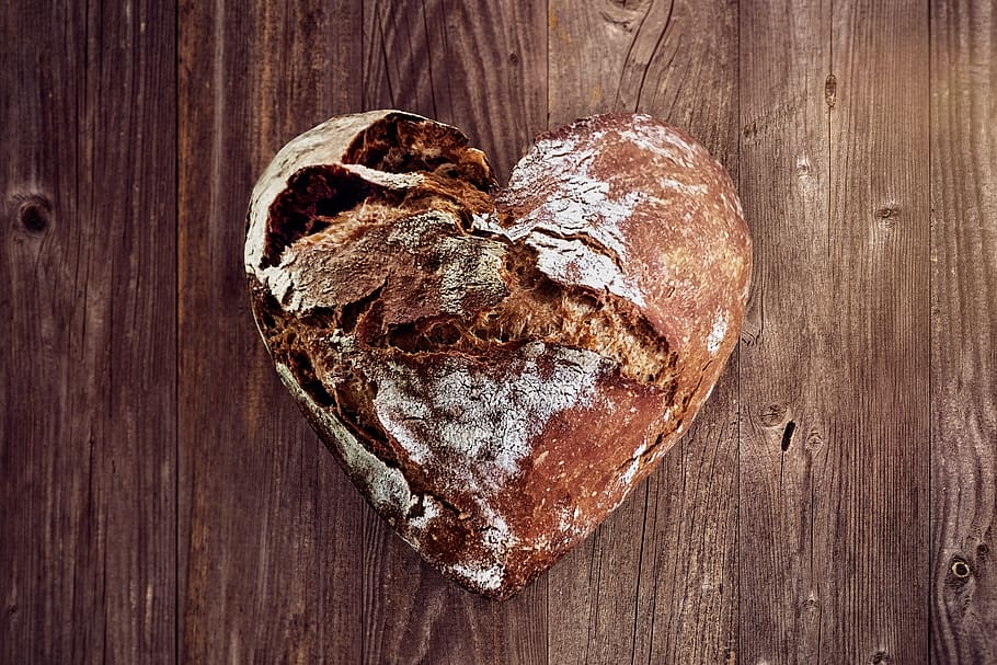 bread, love, heart, bake, baker, bakery, luck, eat, creative HD wallpaper