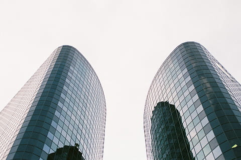 curtain wall buildings, office building, city, high rise, town HD wallpaper