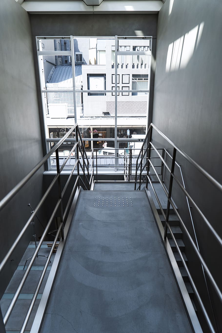 grey and black stair, architecture, railing, built structure HD wallpaper