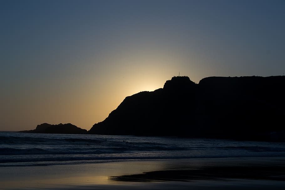 portugal, praia da arrifana, beach, algrave, sunset, sky, sea, HD wallpaper