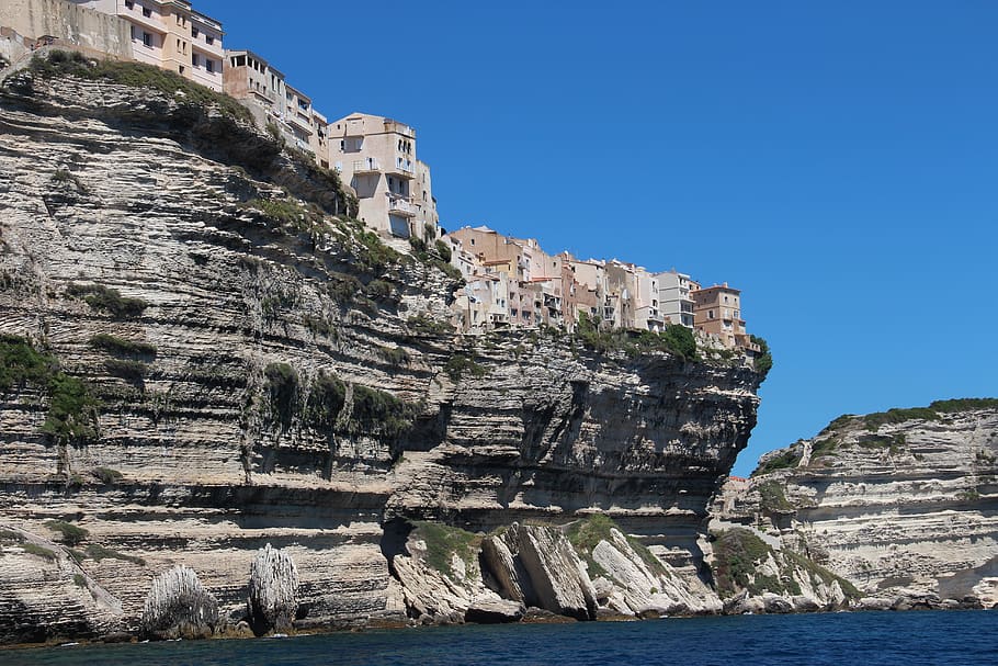 corsican, bonifacio, cliffs, rock, rock - object, solid, architecture HD wallpaper