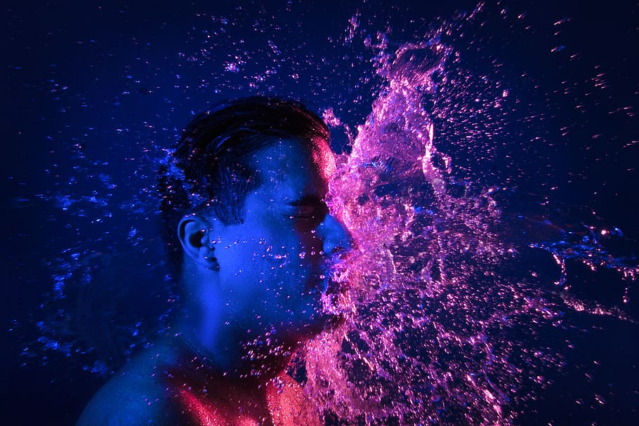 glitter, light, person, water, peru, lima region, face, splash HD wallpaper