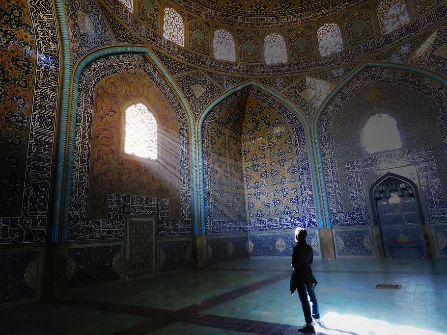 iran, isfahan, sheikh lotfollah mosque, light, ray of light, HD wallpaper
