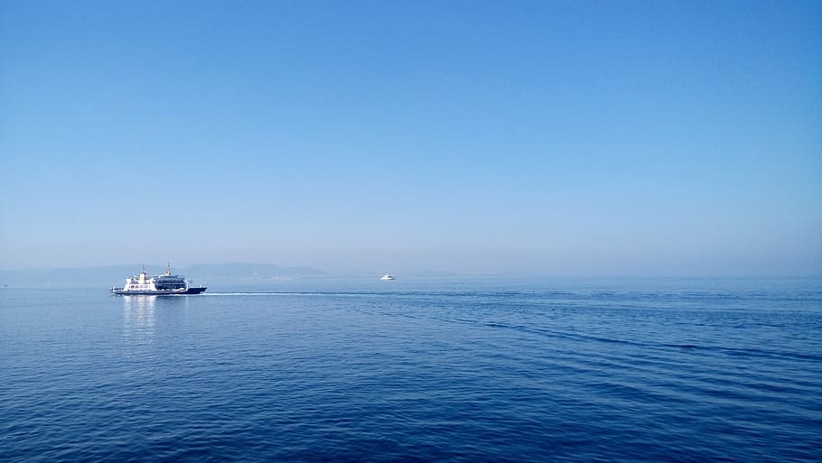 sea, water, nautical vessel, blue, sky, mode of transportation HD wallpaper