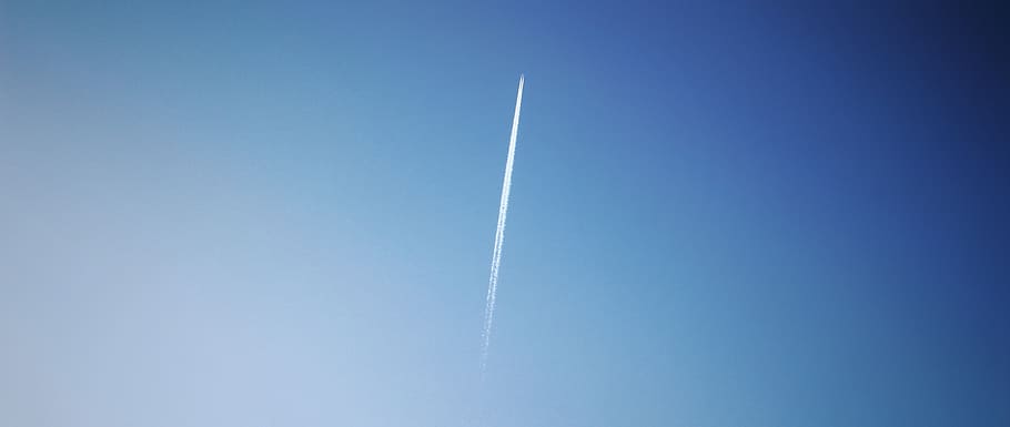sky, gradient, plane, wide, minimal, blue, minimalistic, high HD wallpaper