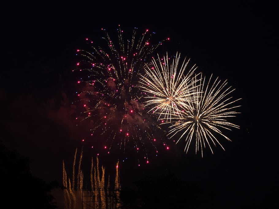 Fireworks, Sky, black, white, yellow, night, celebration, firework display HD wallpaper
