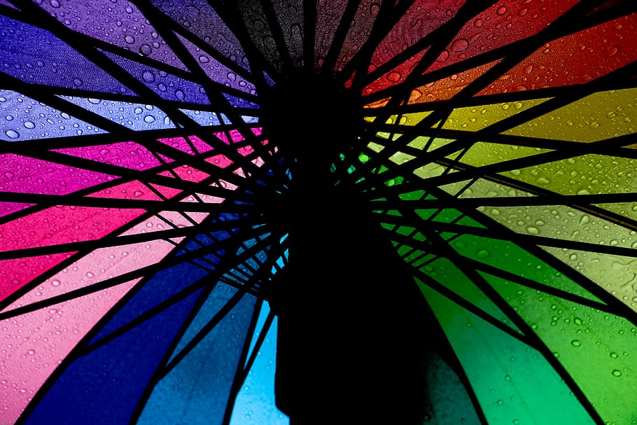 colorfulness, raindrop, pattern, umbrella, protection, full frame HD wallpaper