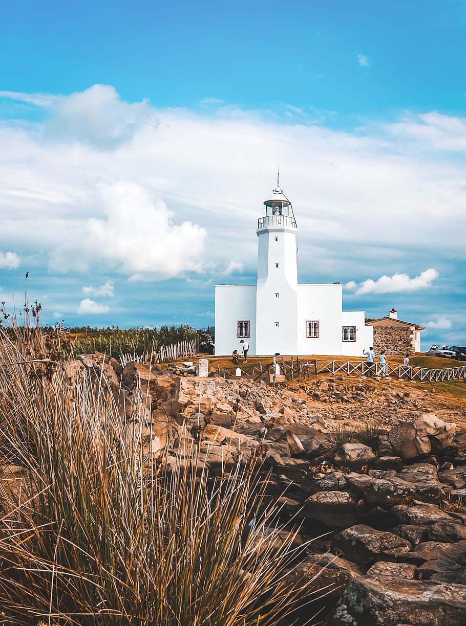 White Lighthouse, ancient, architecture, building, clouds, daylight HD wallpaper