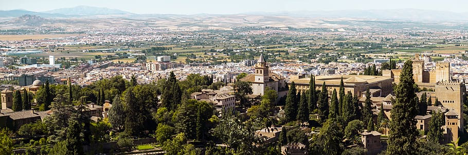 alhambra, castillo, palacio, monumento, panorámica, granada