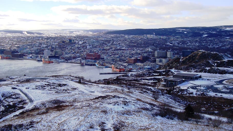 winter, landscape, st, john's, harbour, building exterior, architecture HD wallpaper