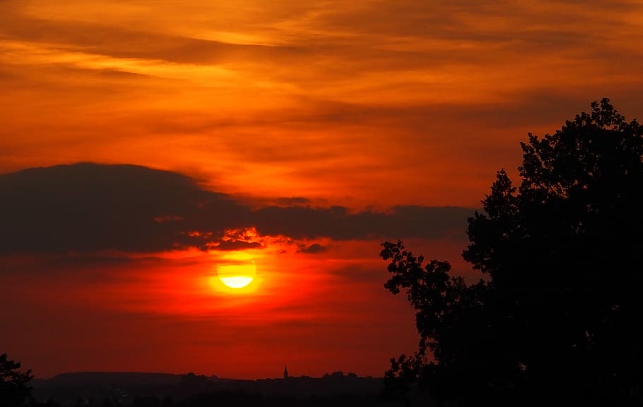 sunset, nature, sky, atmospheric, evening, cloud - sky, orange color HD wallpaper
