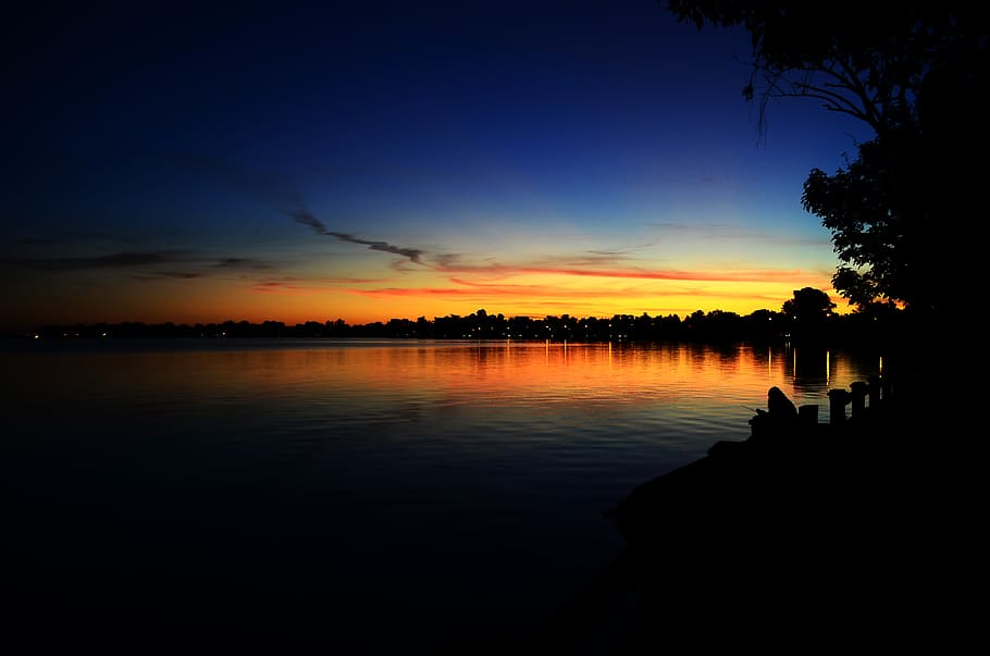 Photo of Lake during Golden Hour, clouds, evening, evening sun HD wallpaper