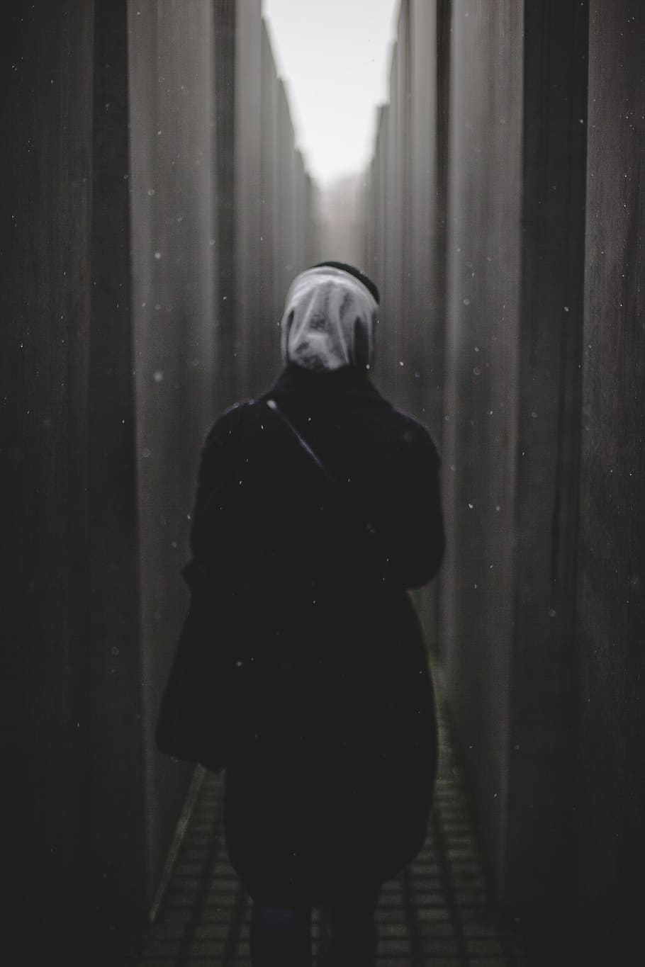 HD wallpaper: Person Walking Between Walls, berlin, black and white ...