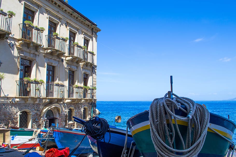 italy, scilla, water, sea, sky, transportation, nautical vessel HD wallpaper