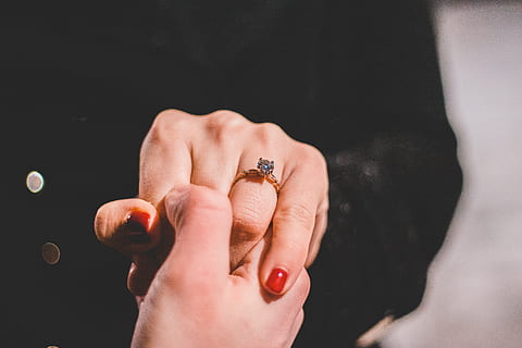 clear gemstone gold-colored ring, human, person, finger, accessories HD wallpaper