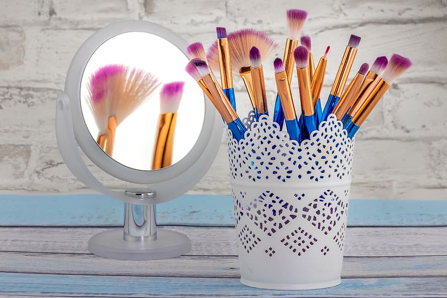 cosmetics, makeup set, make up, beauty, color, powder, schmink brush HD wallpaper