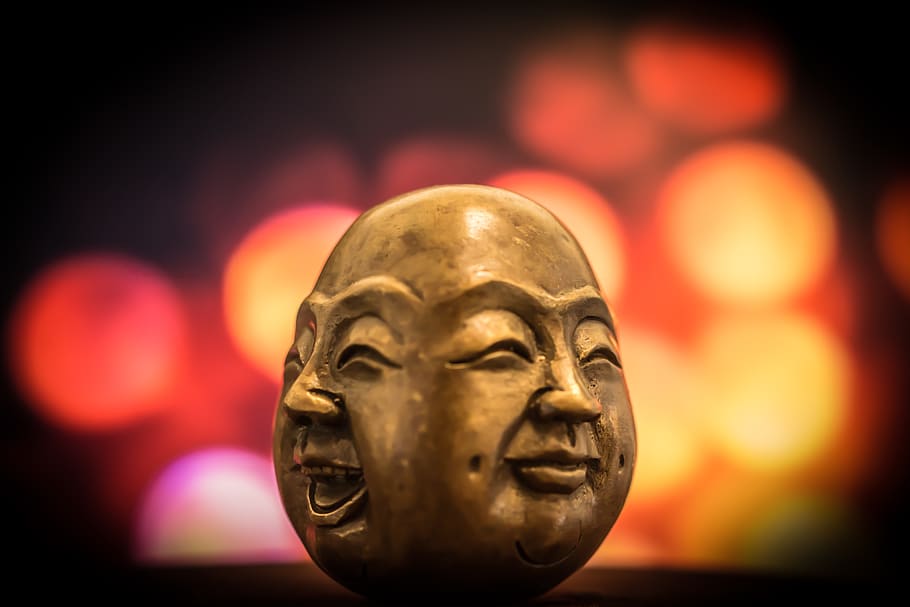 selective focus photography of buddha bust decor, close-up, religion, HD wallpaper