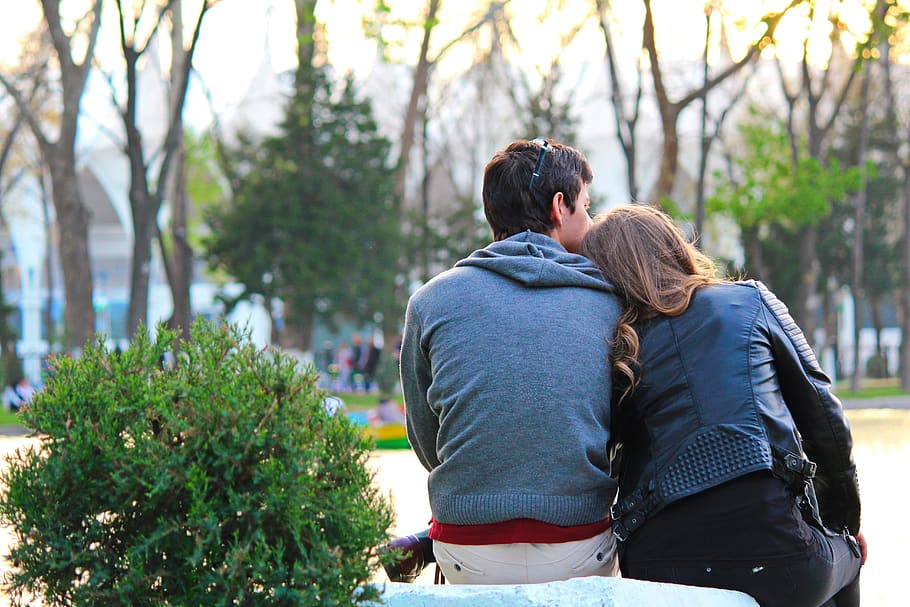 outdoors, park, nature, tree, people, couple, love, tenderness HD wallpaper