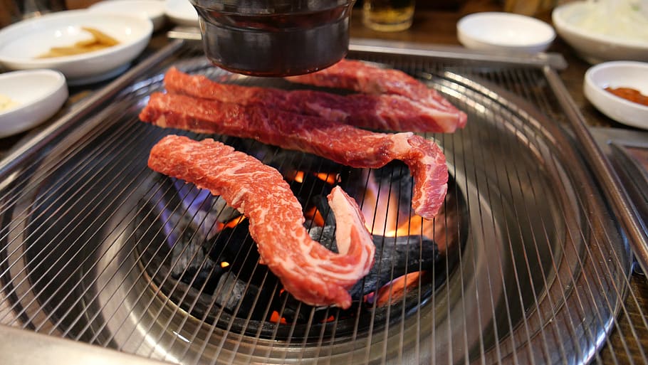 bbq, korean style, grill, beef, nightlife, hungry, restaurant HD wallpaper