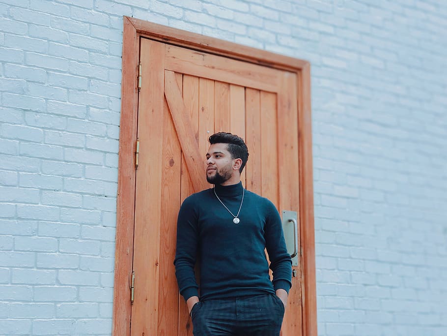 Men's Blue Dress Shirt, brick wall, bricks, daylight, daytime HD wallpaper