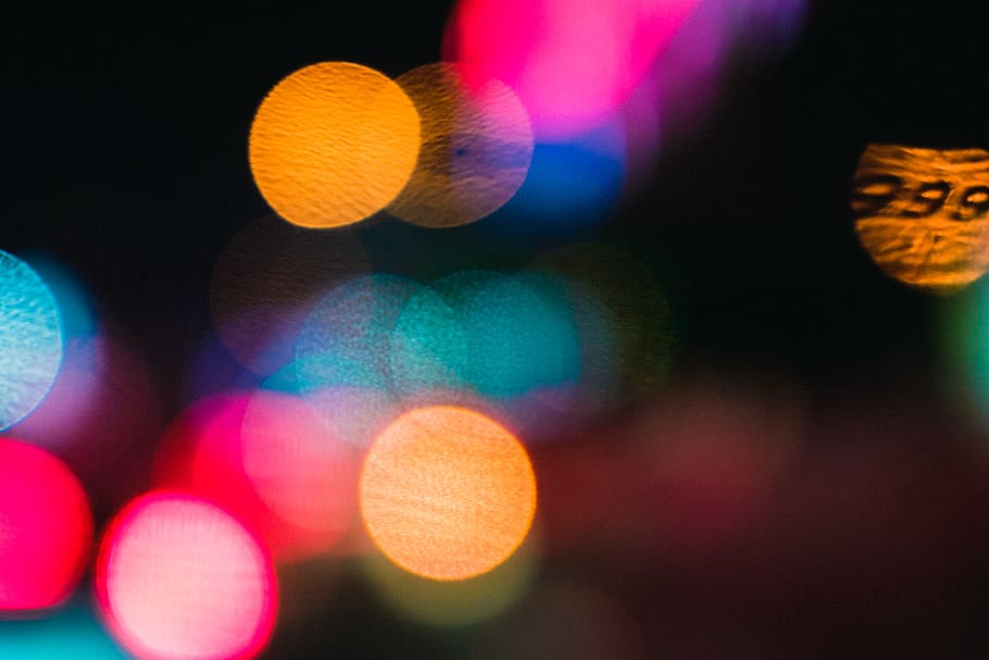 red and blue fidget spinner, illuminated, defocused, night, no people HD wallpaper