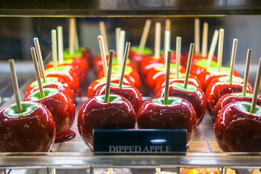 dipped apples, food and drink, freshness, sweet food, indoors HD wallpaper