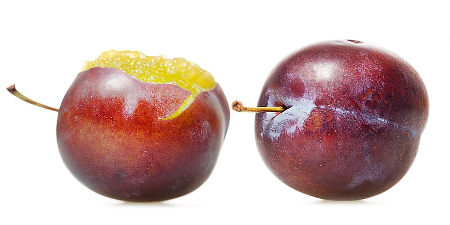 fresh, plum, red, closeup, fruit, isolated, object, healthy eating HD wallpaper