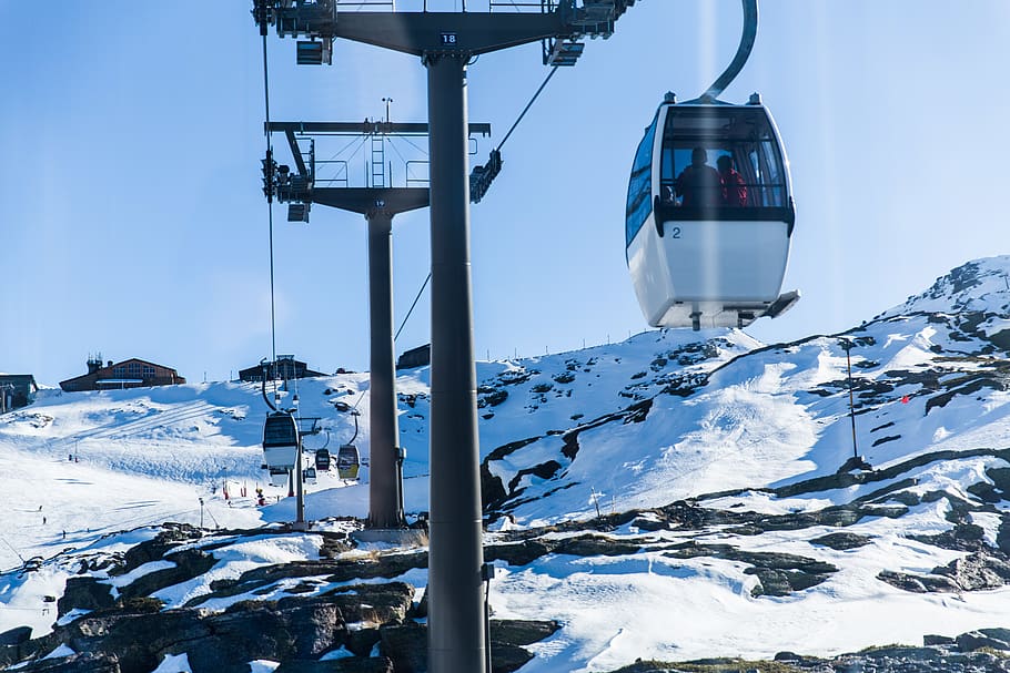 cable car, cold, zing, frost, frozen, ice, landscape, mountain HD wallpaper