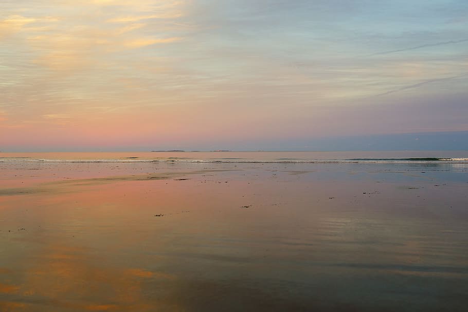 sunset, cloud, summer, beach, pink, sky, water, sea, beauty in nature HD wallpaper