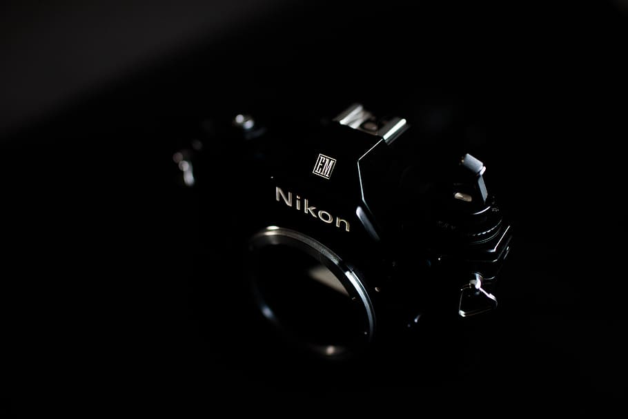 black Nikon DSLR camera, electronics, digital camera, finger, HD wallpaper