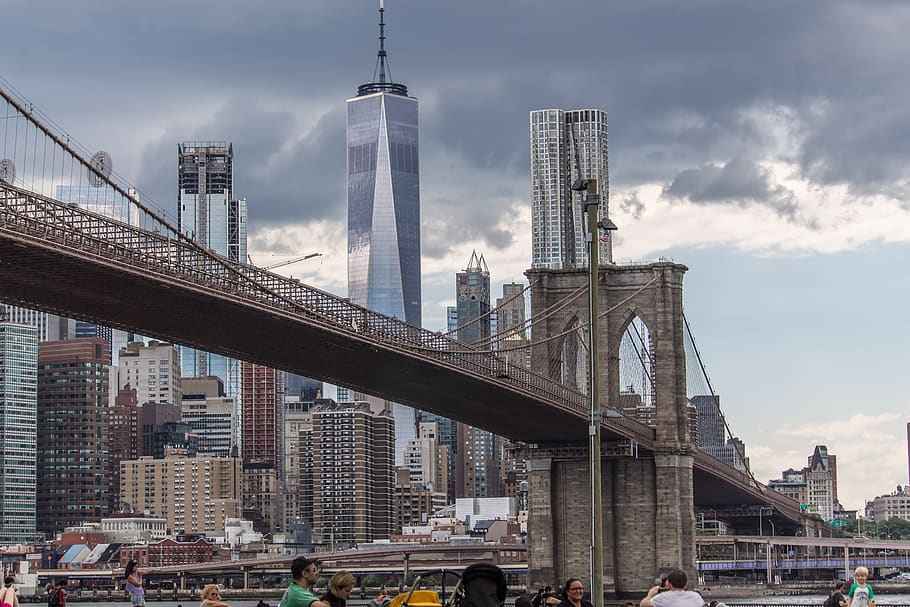 united states, dumbo, city, onememorial, bridge, nyc, clouds, HD wallpaper
