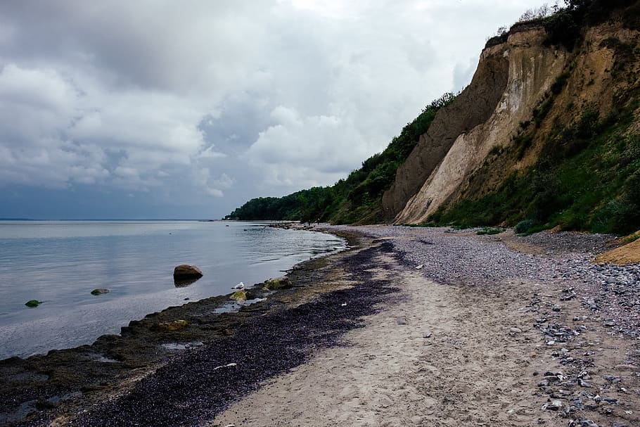 Chalk cliffs, background, beach, beautiful, blue, coast, coastline HD wallpaper