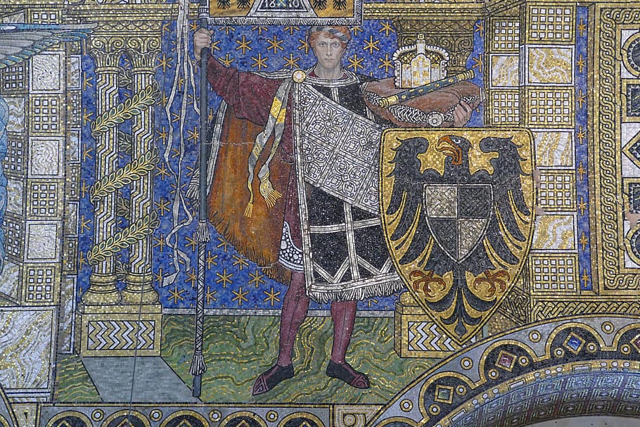 berlin, mosaic, image, art, man, coat of arms, historically HD wallpaper