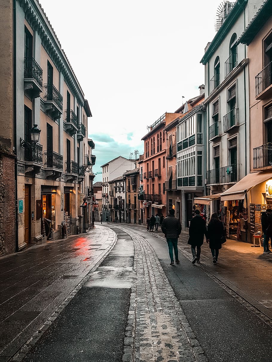 path, walkway, person, human, pavement, sidewalk, spain, street HD wallpaper