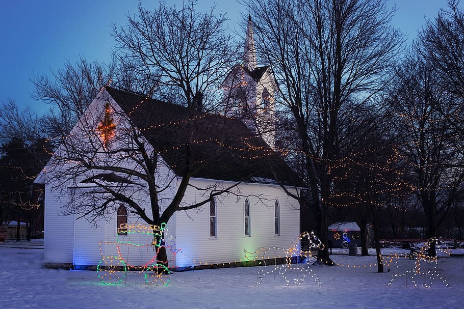 church, christmas, religious, construction, architecture, winter HD wallpaper