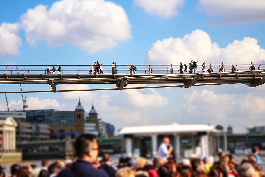 real people, cloud - sky, architecture, crowd, built structure HD wallpaper