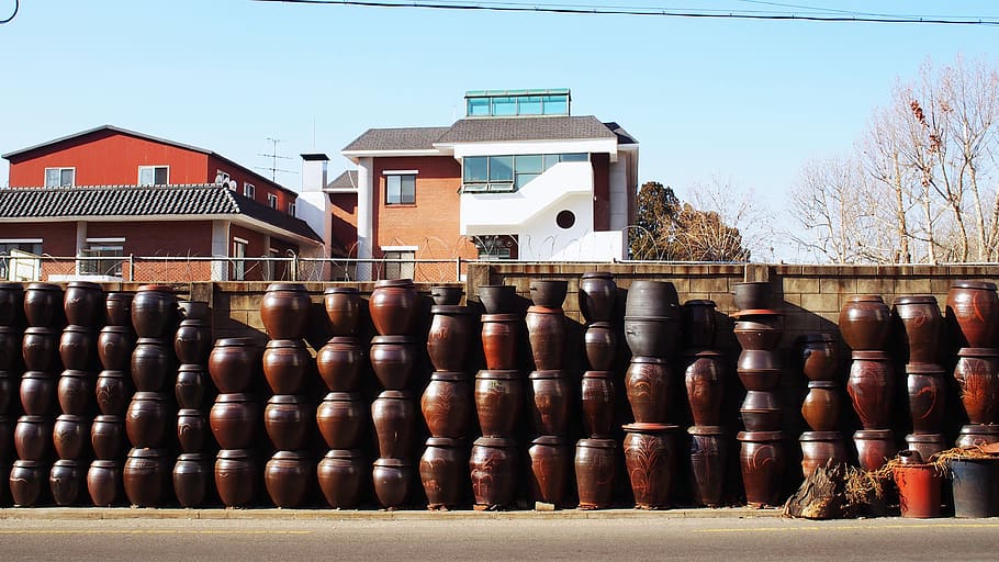 barrel, chess, game, korea, wood, roof, keg, rain barrel, building, HD wallpaper