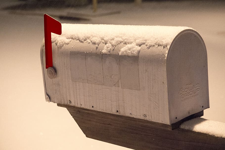 mailbox, snow, night, no people, close-up, day, focus on foreground HD wallpaper