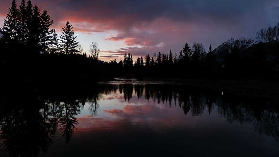 canada, canmore, clouds, colorful, wallpaper, background, nature HD wallpaper