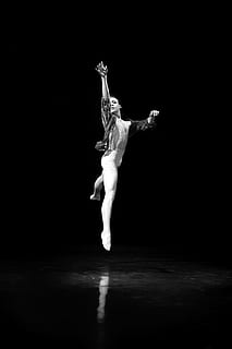 Grayscale Photography of Dancing Man, action, agility, art, balance HD wallpaper