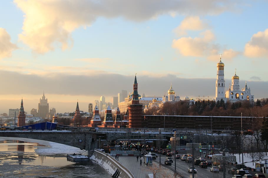 moscow, sunset, river, the kremlin, charge, landscape, sky HD wallpaper