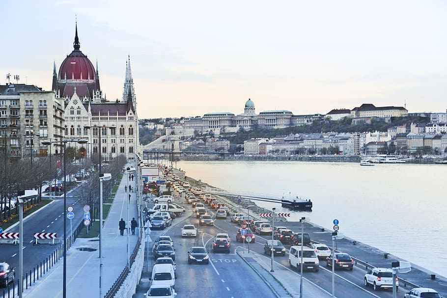 Assorted Vehicle, architecture, bridge, Budapest, buildings, cars HD wallpaper