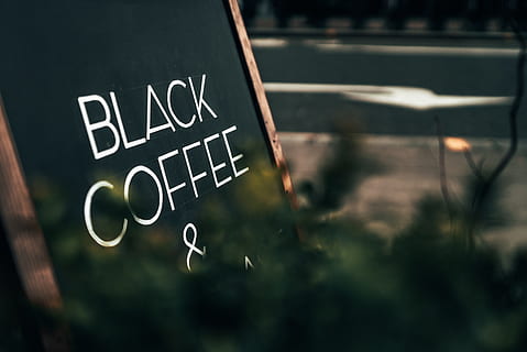Black Coffee signage, text, word, blackboard, moody, street, travel HD wallpaper