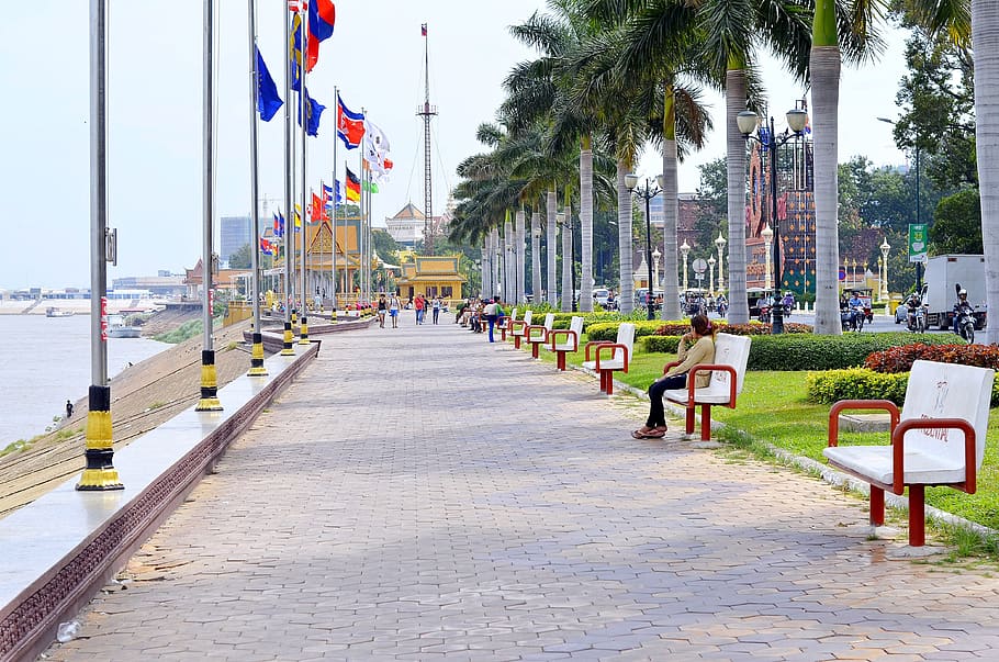 cambodia, phnom penh, landmark, city, panorama, travel, khmer