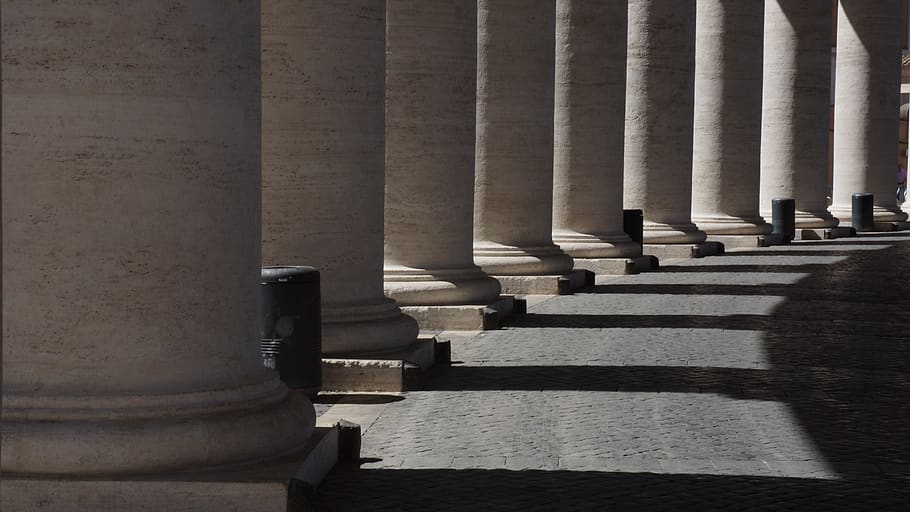 vatican, columns, strength, solid, rome, architectural column HD wallpaper