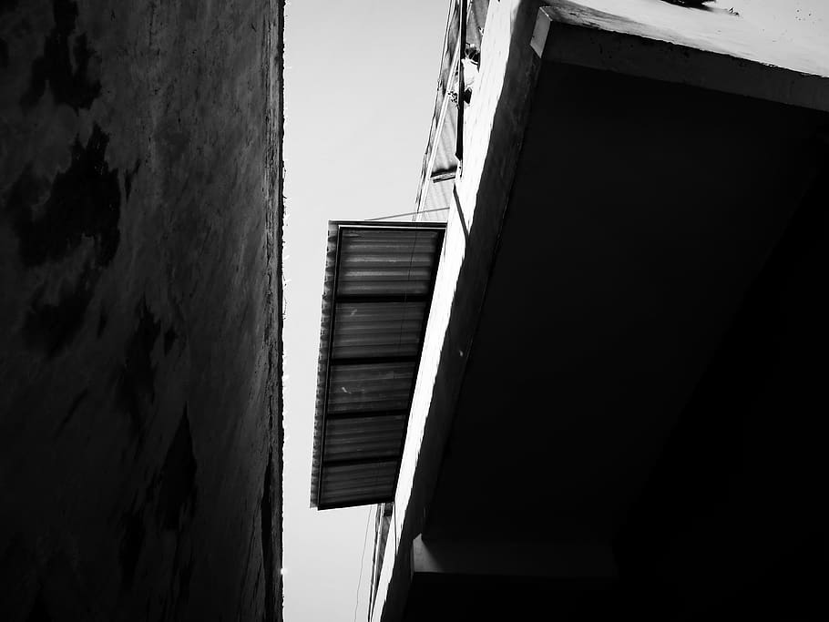 indonesia, surabaya, ceiling, angle, black, white, mono, monochrome HD wallpaper