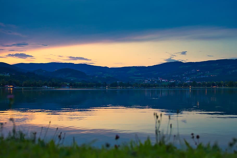 stubenberg, lake, sunset, sky, water, rest, evening, color HD wallpaper