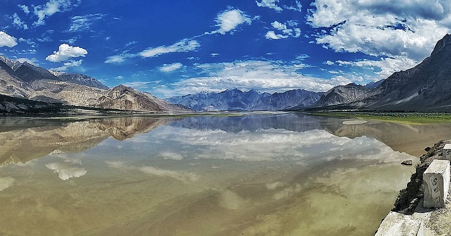 Body of Water Near Mountain, clouds, country, daylight, daytime HD wallpaper